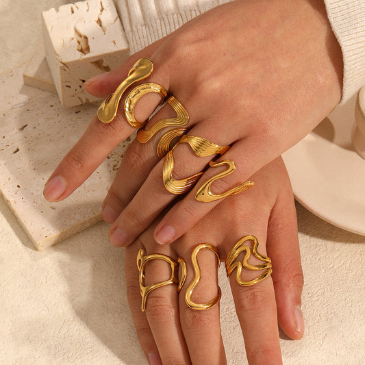 Geometric Ring Line Titanium Steel Ring For Women