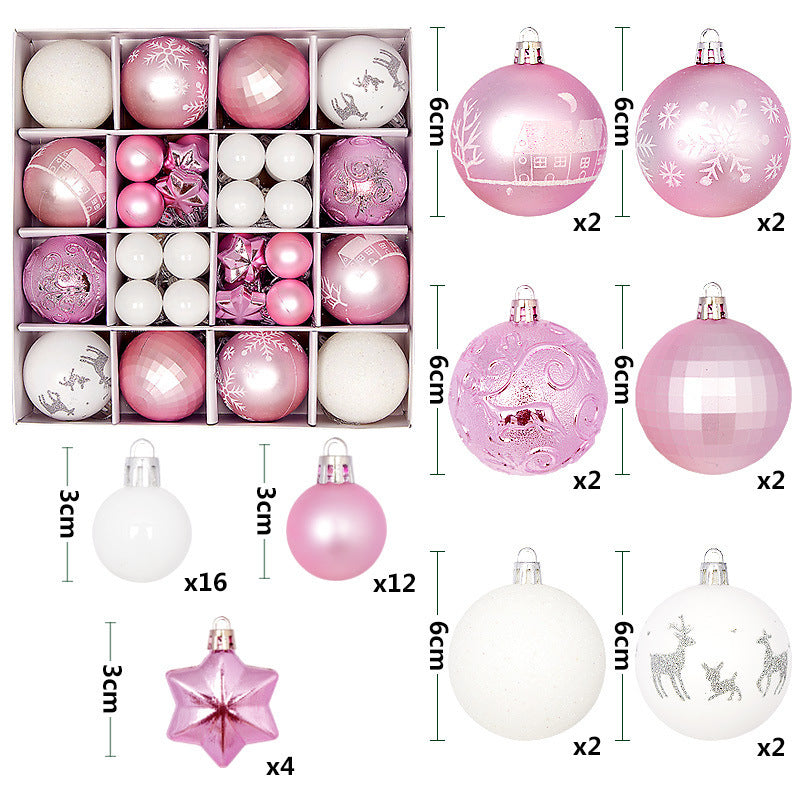 44PCS Painted Shaped Paper Box Electroplating Ball Pendant