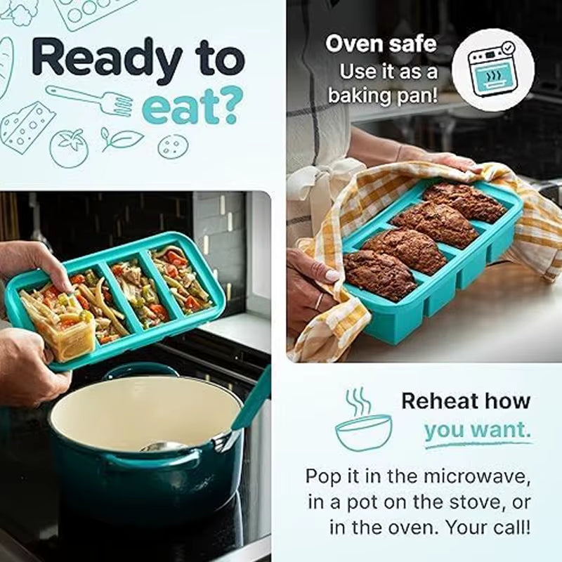 2/4/6Grid Food Grade Silicone Frozen Tray Ice Makerwith Lid Large-Capacity Ice Trays Suitable for Storing Frozen Soups Sauces