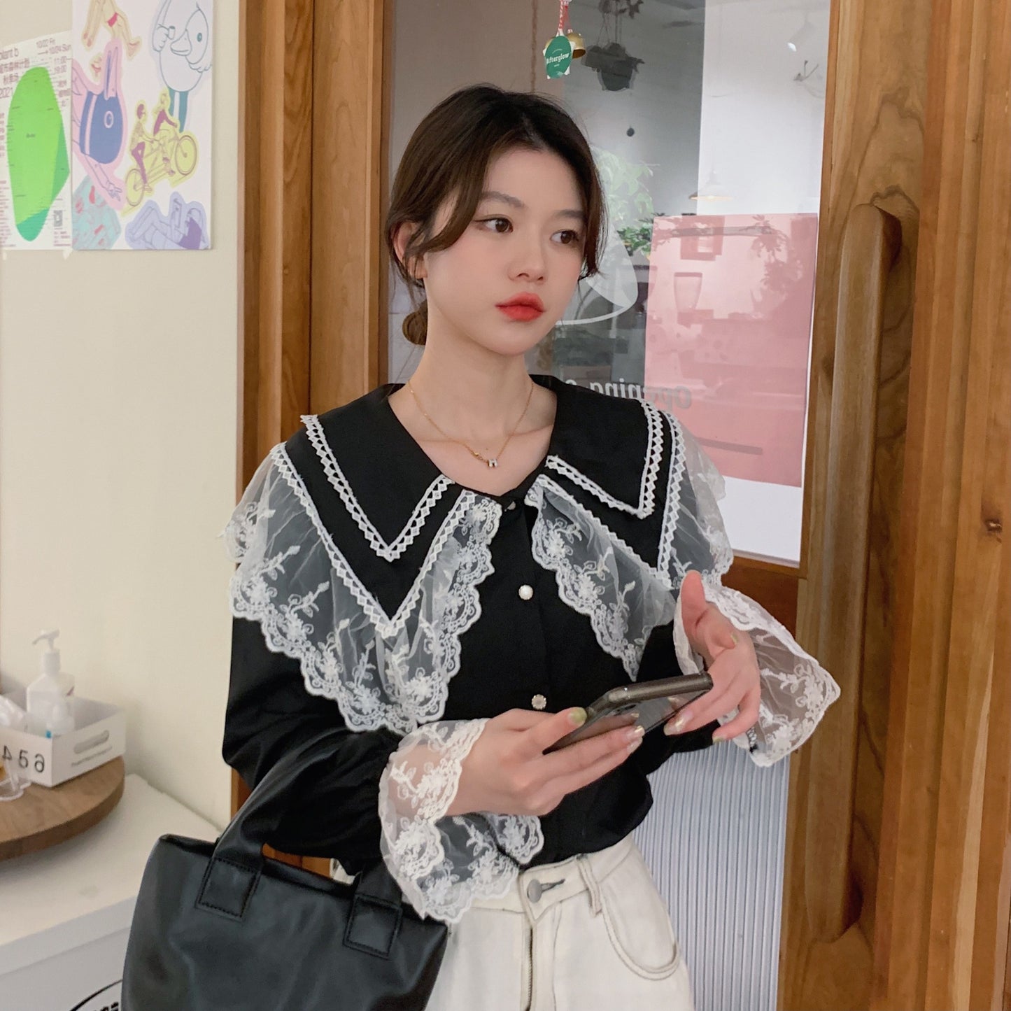 Single Breasted Long-sleeved Shirt Blouse For Women