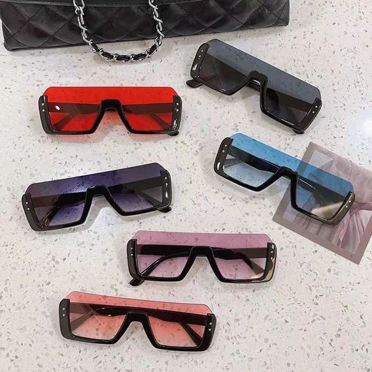 Semi-rimless Frame Fashion Multi-color One-piece Sunglasses One-piece Sunglasses
