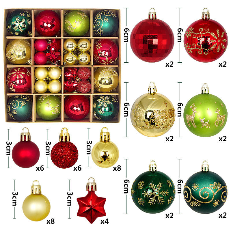 44PCS Painted Shaped Paper Box Electroplating Ball Pendant
