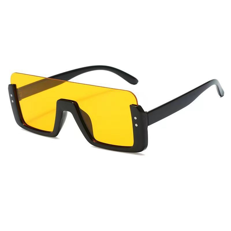Semi-rimless Frame Fashion Multi-color One-piece Sunglasses One-piece Sunglasses