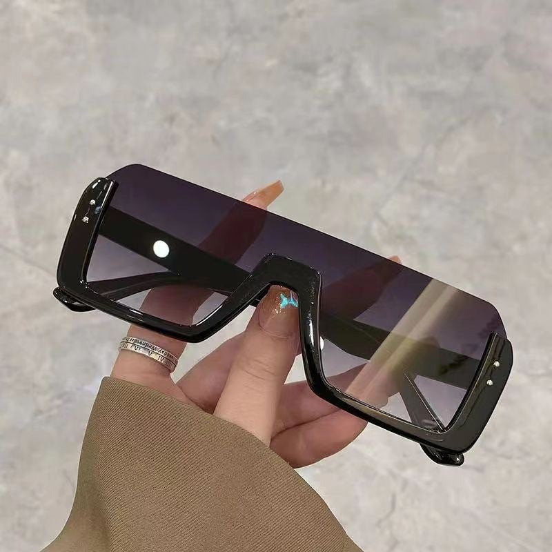 Semi-rimless Frame Fashion Multi-color One-piece Sunglasses One-piece Sunglasses