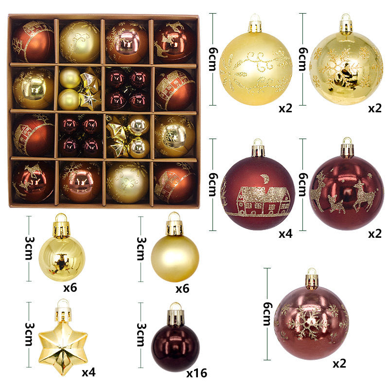 44PCS Painted Shaped Paper Box Electroplating Ball Pendant