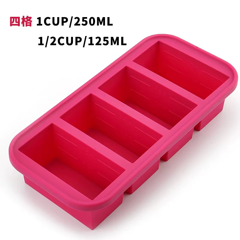2/4/6Grid Food Grade Silicone Frozen Tray Ice Makerwith Lid Large-Capacity Ice Trays Suitable for Storing Frozen Soups Sauces