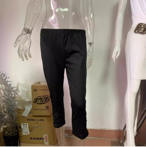 Women's Casual Lace Stitching Cropped Pants