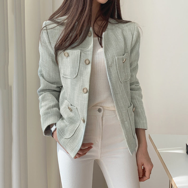 Vitality Girl French Light Mature Temperament Trendy Tweed Top Straight Long Sleeve Short Jacket