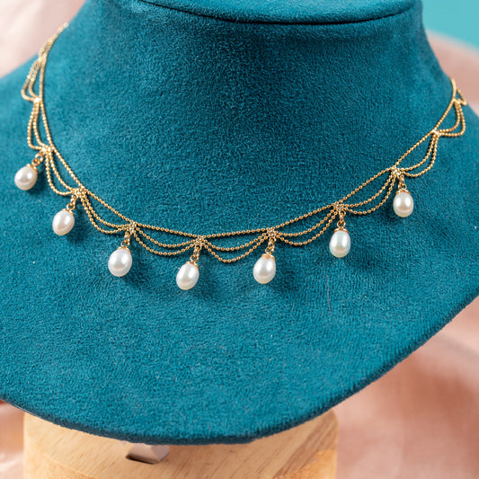 French Temperament Natural Pearl Dress Necklace Ladies