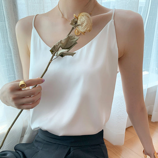 Summer Vest Silk V-neck Sleeveless