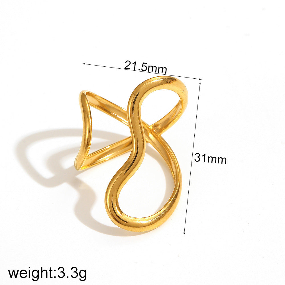 Geometric Ring Line Titanium Steel Ring For Women