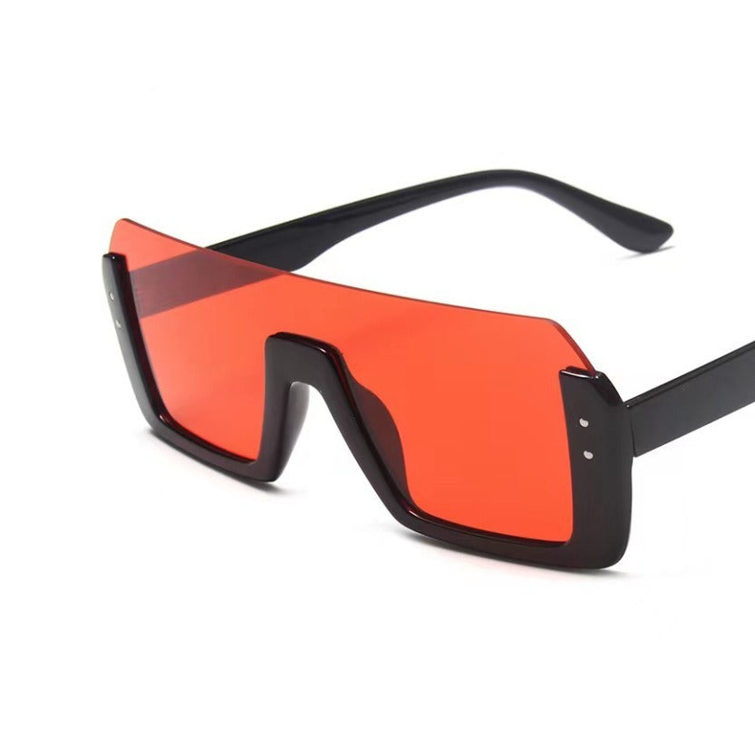 Semi-rimless Frame Fashion Multi-color One-piece Sunglasses One-piece Sunglasses