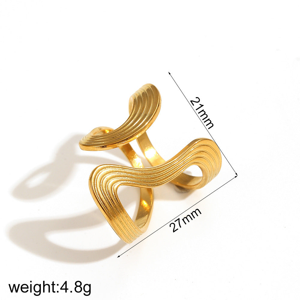 Geometric Ring Line Titanium Steel Ring For Women