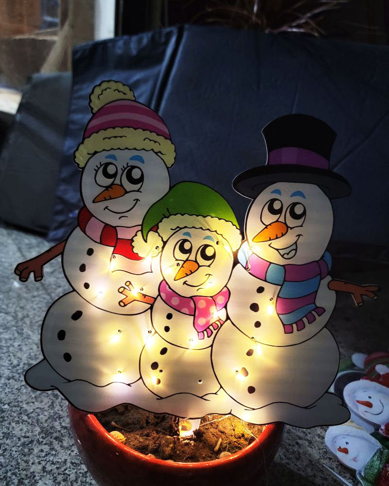 Christmas Scene Decoration With LED Lights Christmas Snowman Ornaments