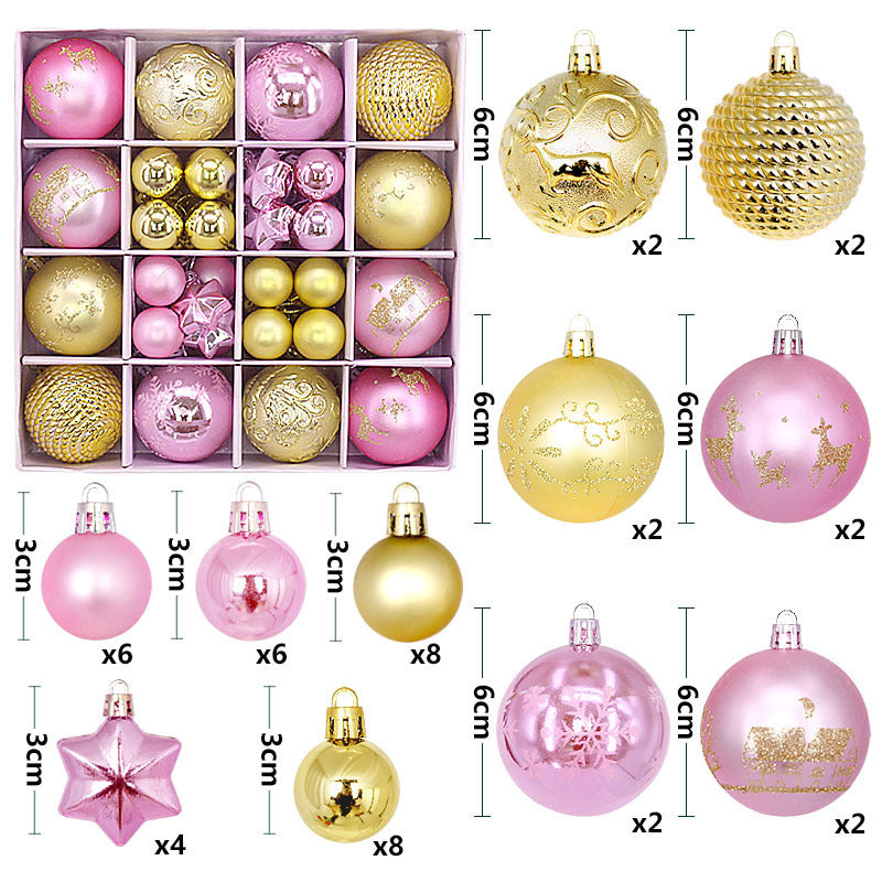 44PCS Painted Shaped Paper Box Electroplating Ball Pendant