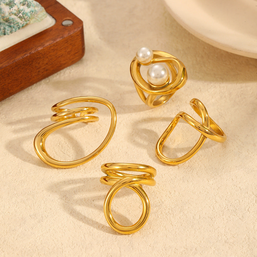 Geometric Winding Titanium Steel Ring Fashion