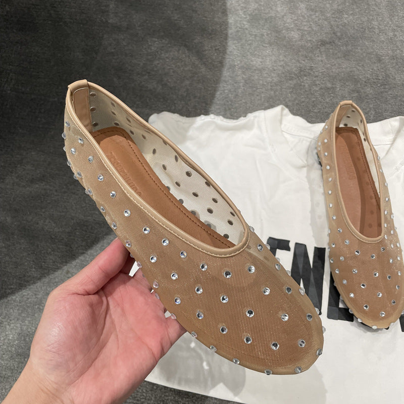 Fashionable Round Toe Rhinestone Mary Jane Shoes Women