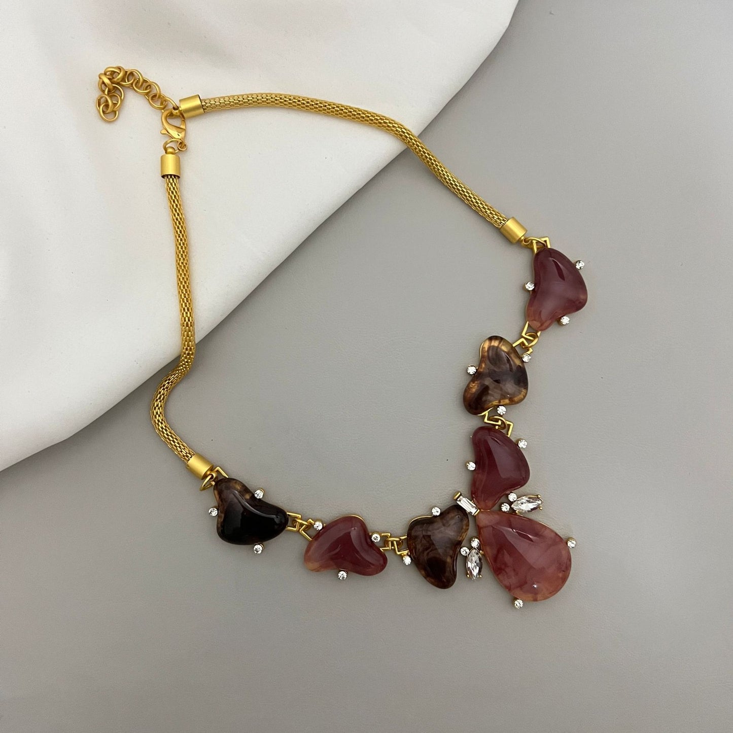 Crystal Diamond Pearl Gold Collar