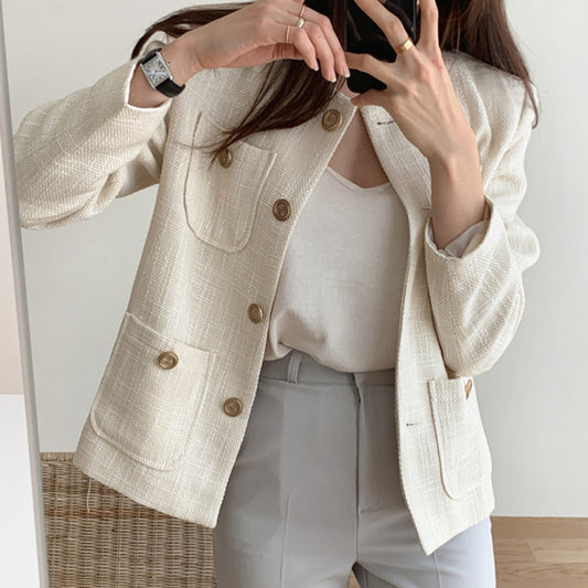 Vitality Girl French Light Mature Temperament Trendy Tweed Top Straight Long Sleeve Short Jacket
