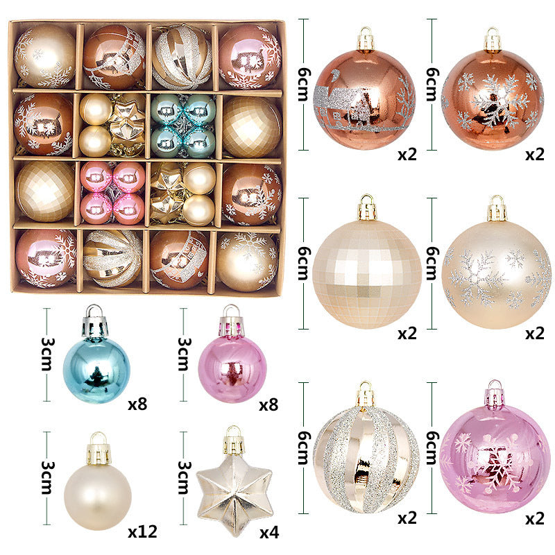 44PCS Painted Shaped Paper Box Electroplating Ball Pendant