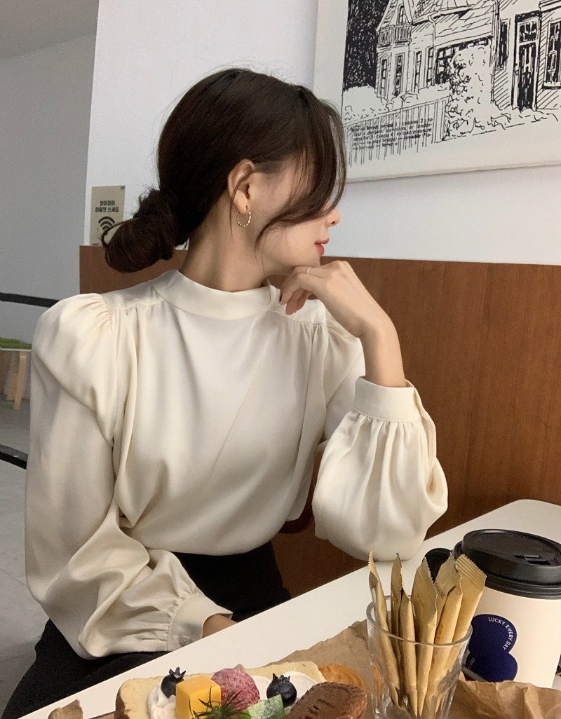 Bubble Sleeve Lace-up Blouse Top Woman