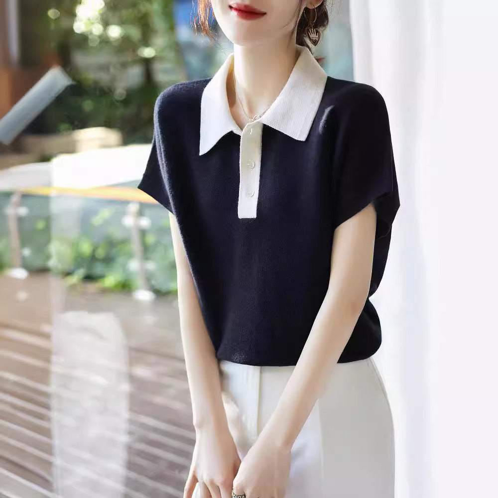 Women's Korean-style Polo Collar Top