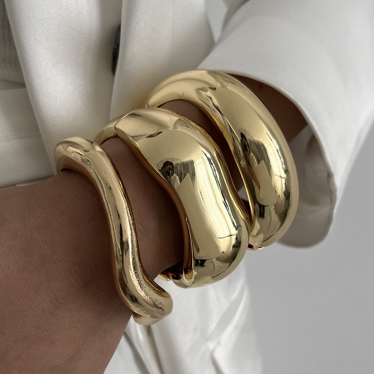 Glossy Heavy Industry Design Bracelet Geometric Personalized Wide Bracelet
