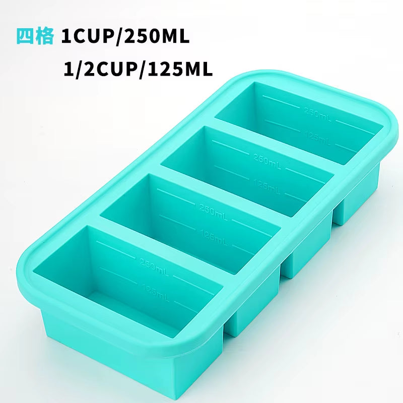 2/4/6Grid Food Grade Silicone Frozen Tray Ice Makerwith Lid Large-Capacity Ice Trays Suitable for Storing Frozen Soups Sauces