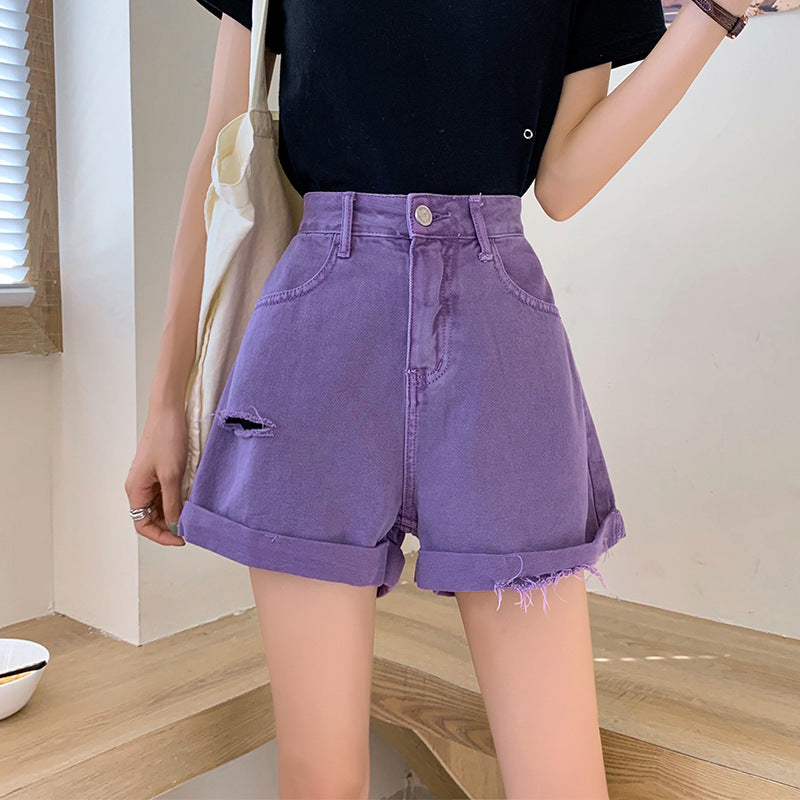 Korean Version Of Torn Denim Shorts For Women