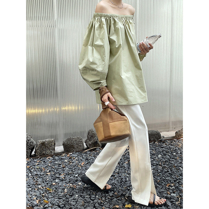 Women's Minimalist High Waist Thin Split Casual Suit Wide Leg Pants