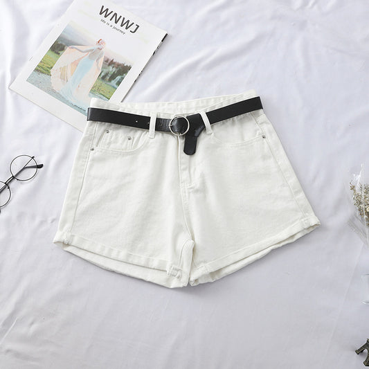 Women's High Waist Curled Denim Shorts