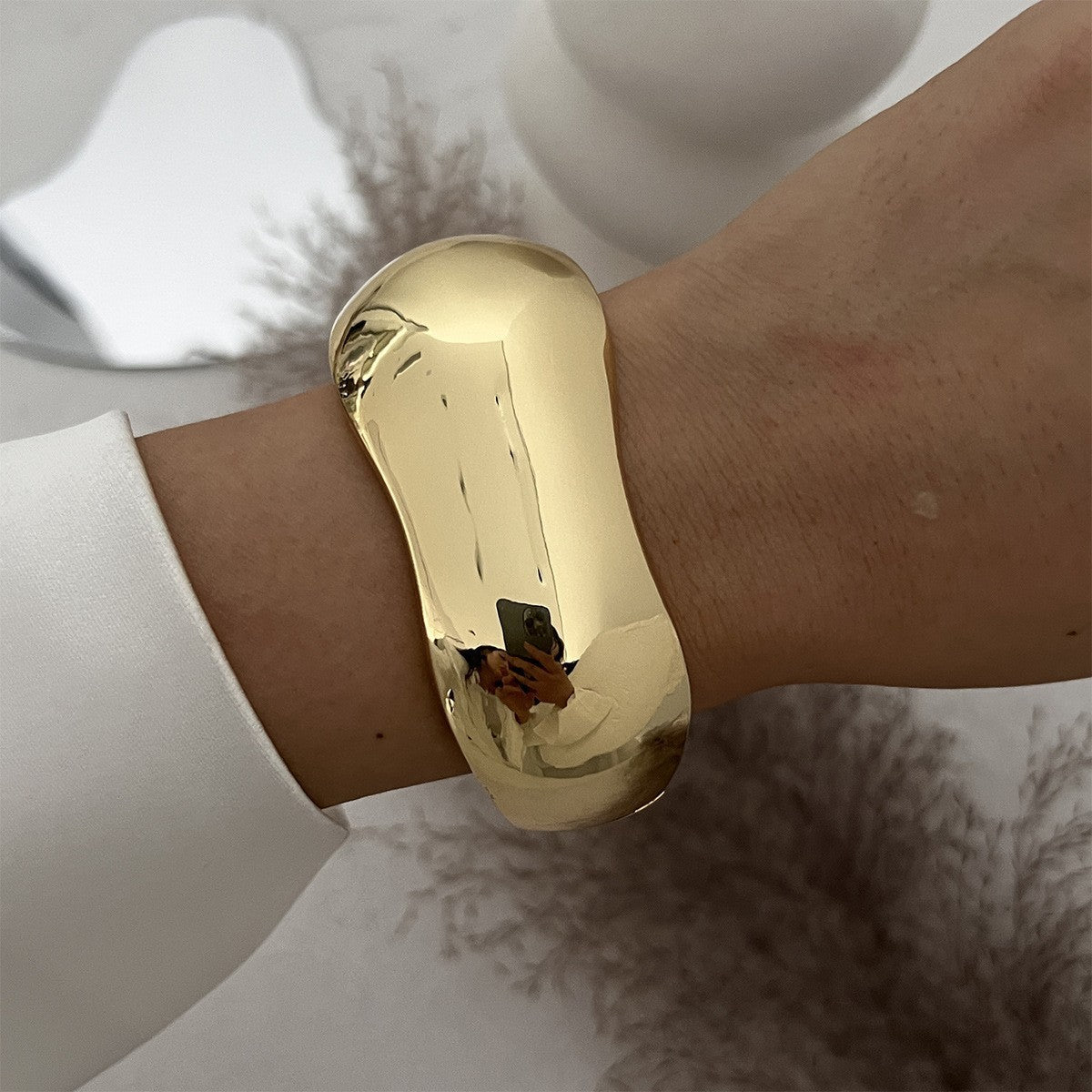 Glossy Heavy Industry Design Bracelet Geometric Personalized Wide Bracelet