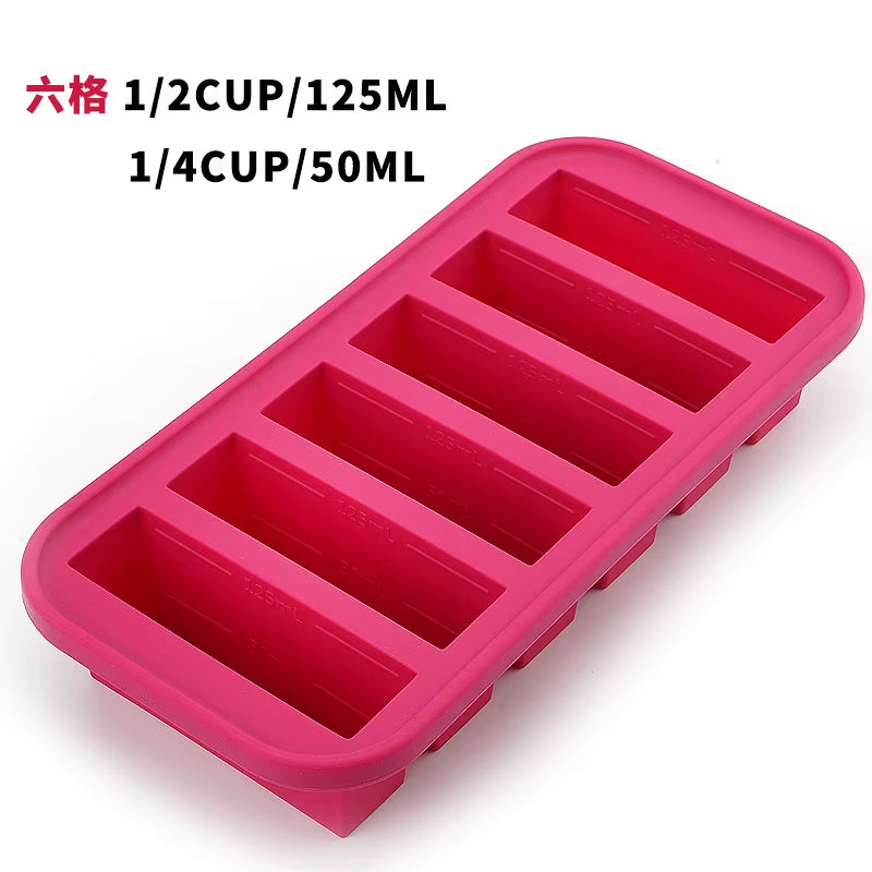 2/4/6Grid Food Grade Silicone Frozen Tray Ice Makerwith Lid Large-Capacity Ice Trays Suitable for Storing Frozen Soups Sauces