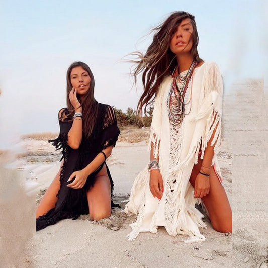 New Knitted Cut-out Bikini Fringed Blouse