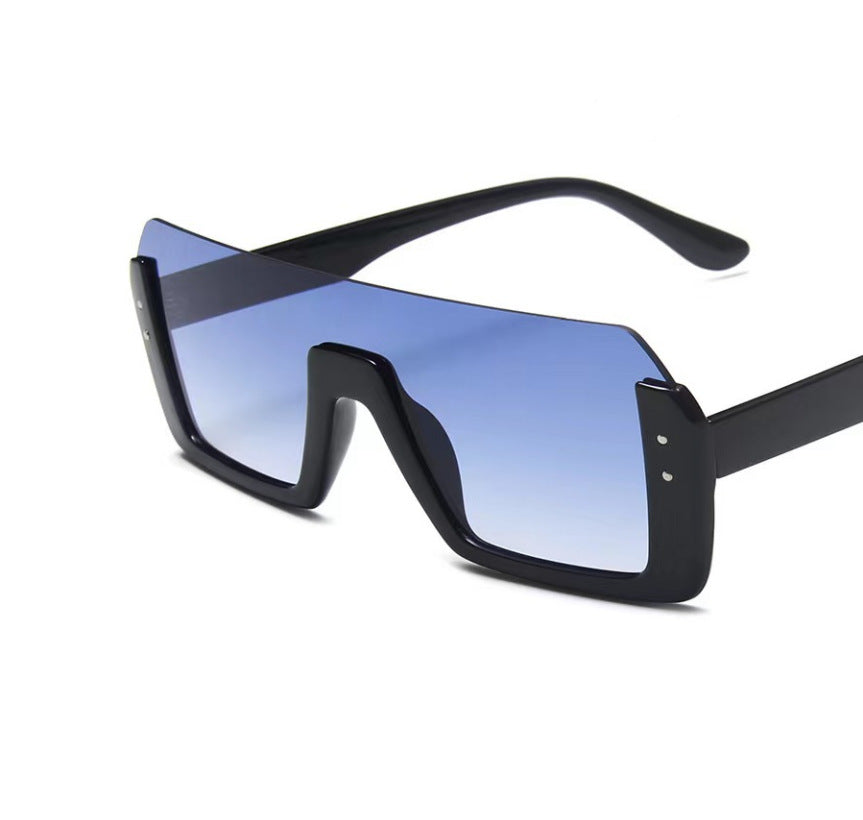 Semi-rimless Frame Fashion Multi-color One-piece Sunglasses One-piece Sunglasses