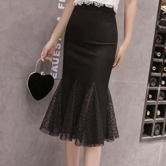 Lace Stitching Package Hip Skirt Skirt Lotus Leaf