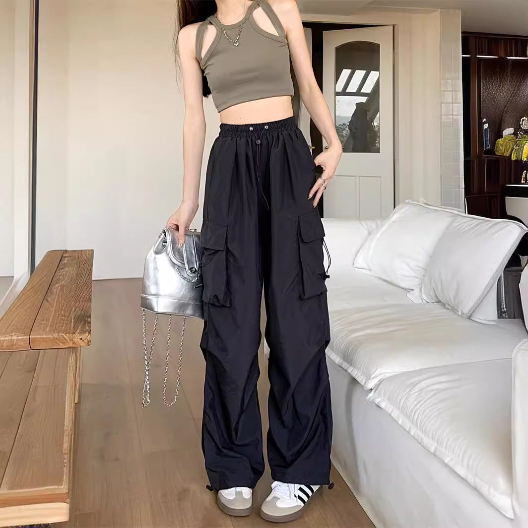 Workwear Pants Women's Thin High Waist Wide Leg Trousers