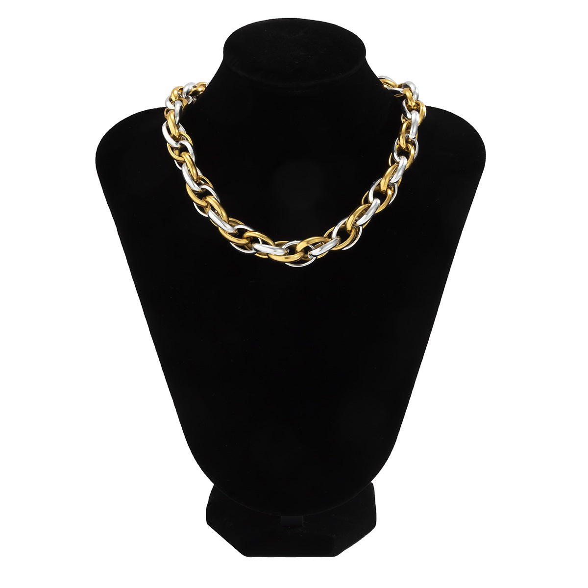 Personality Mixed Color Geometric Cross Chain Necklace Punk Interwoven Twist