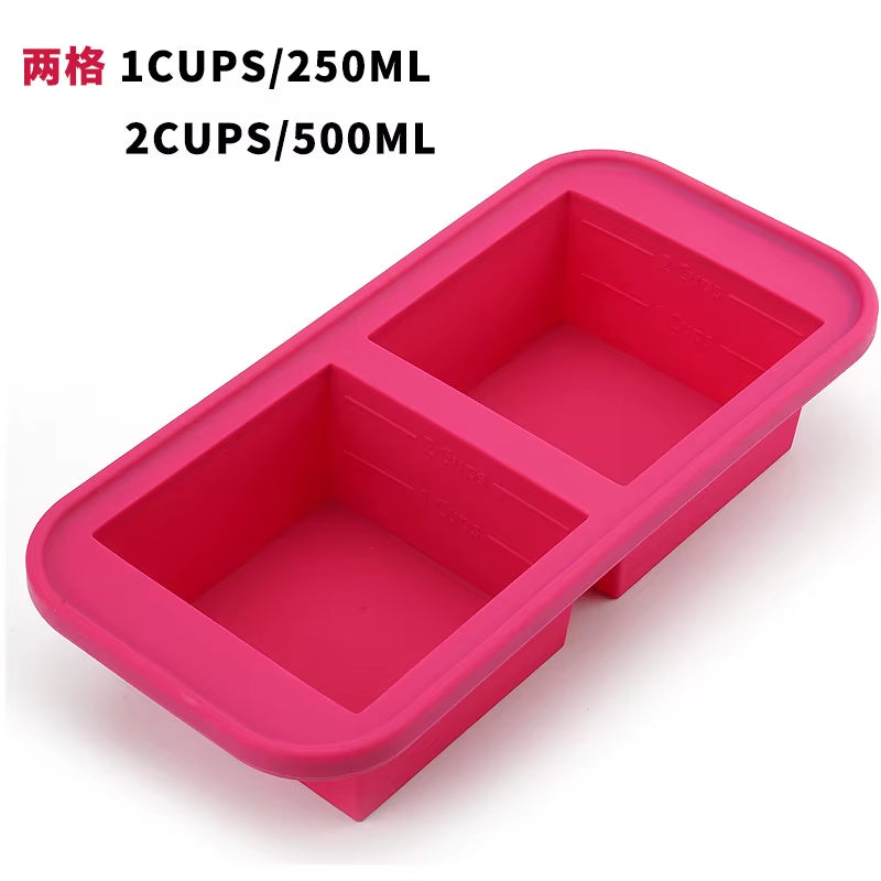 2/4/6Grid Food Grade Silicone Frozen Tray Ice Makerwith Lid Large-Capacity Ice Trays Suitable for Storing Frozen Soups Sauces