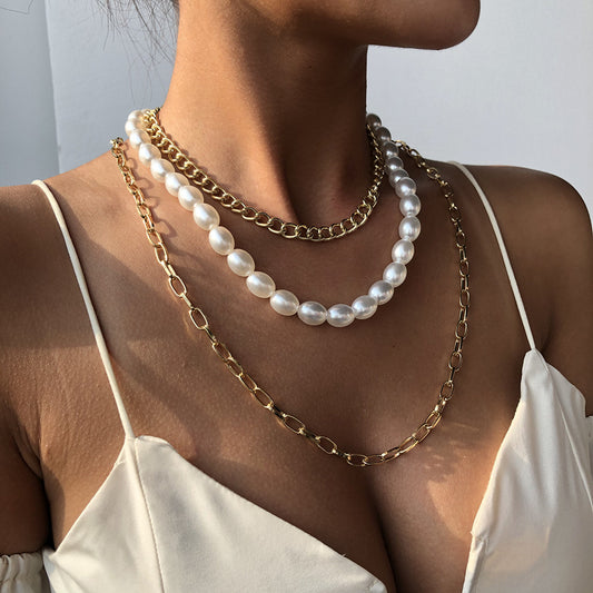 Imitation Oval Pearl Choker