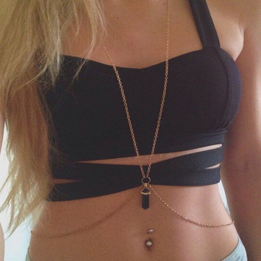 Boho Beach Bikini Hexagon Pendant Waist Chain