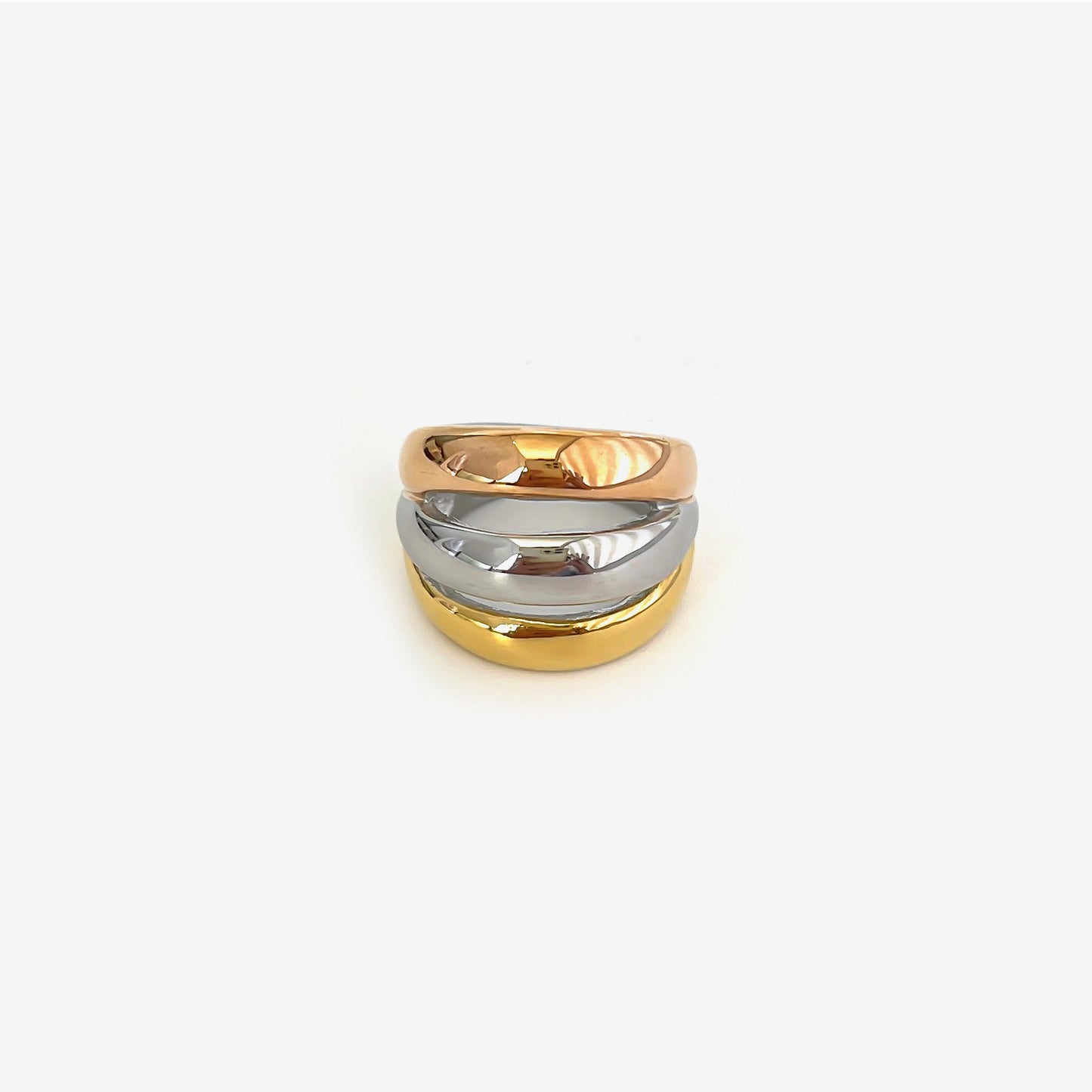 Stainless Steel Hollow Three-ring Three-color Niche Simple Women