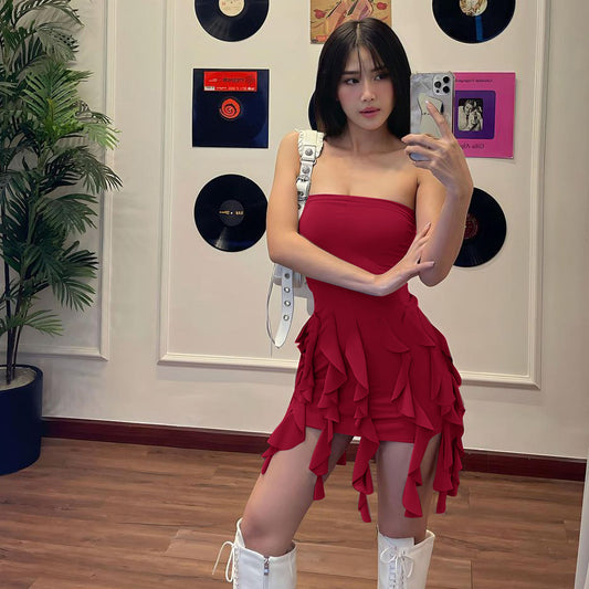 Fashionable Ruffle Hemmed Hip Wrap Skirt