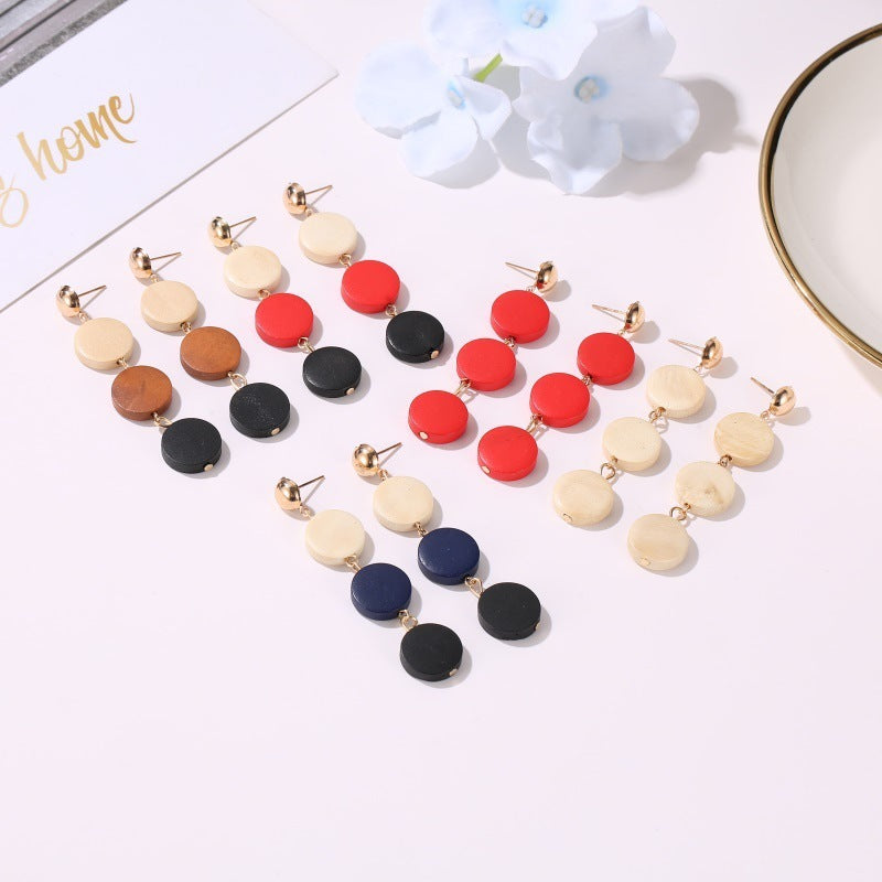Korean Fashion Earrings Creative Wooden Tassel Earrings Women