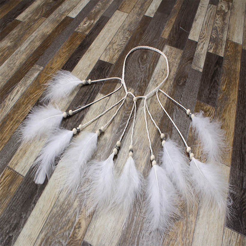 Bohemian peacock feather hair band