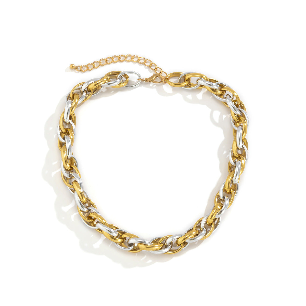 Personality Mixed Color Geometric Cross Chain Necklace Punk Interwoven Twist