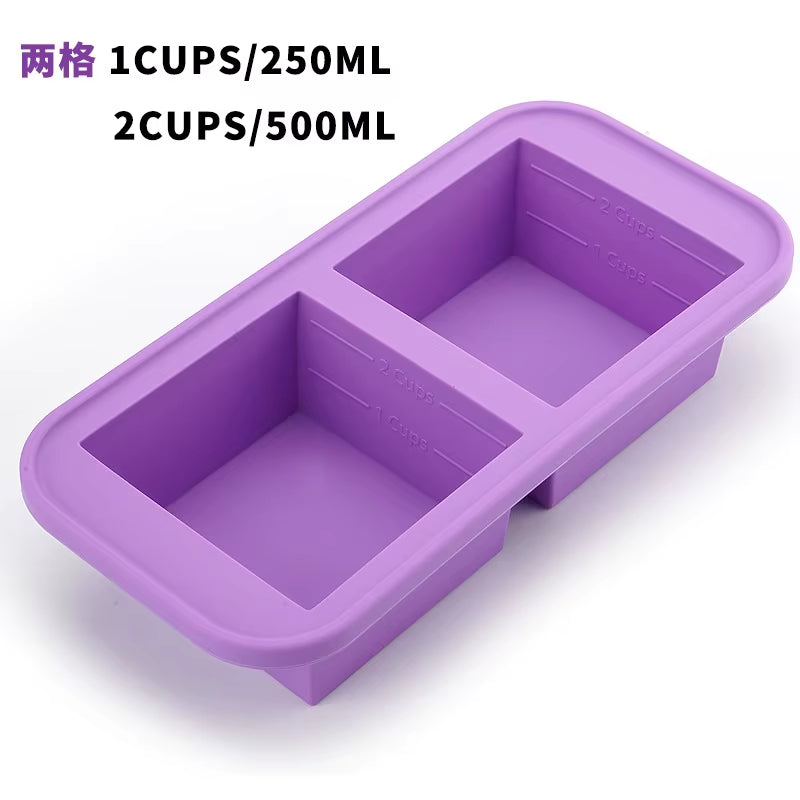 2/4/6Grid Food Grade Silicone Frozen Tray Ice Makerwith Lid Large-Capacity Ice Trays Suitable for Storing Frozen Soups Sauces