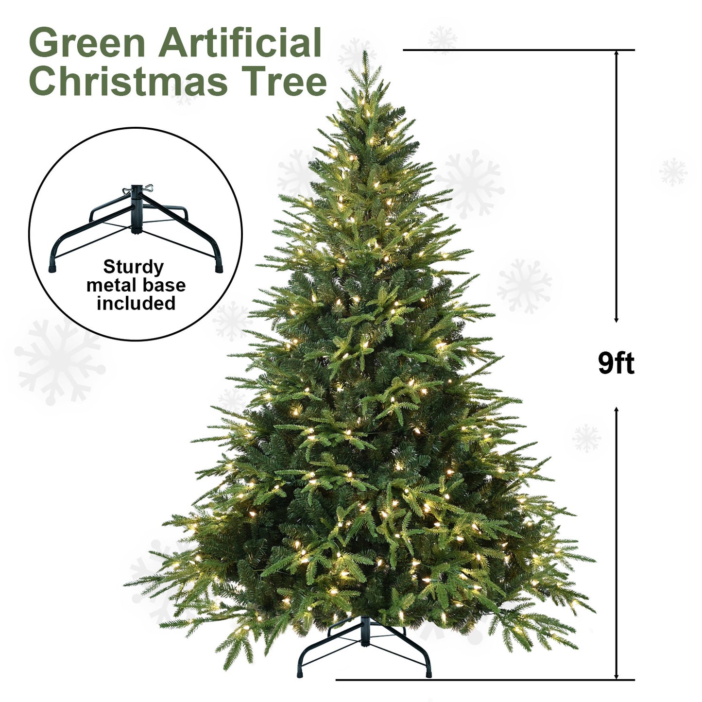 PVC Christmas Tree, Christmas Decorations, Green, With Lights