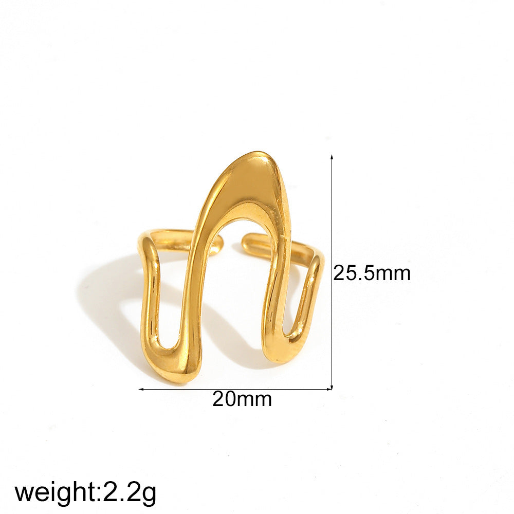 Geometric Ring Line Titanium Steel Ring For Women