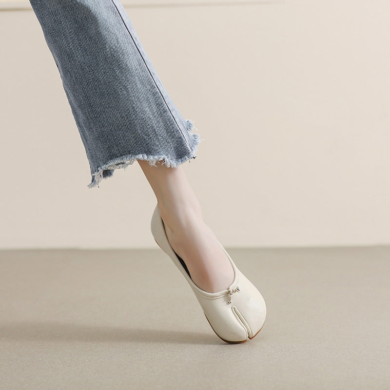 Women's French Mary Jane Split Toe Flat Shoes